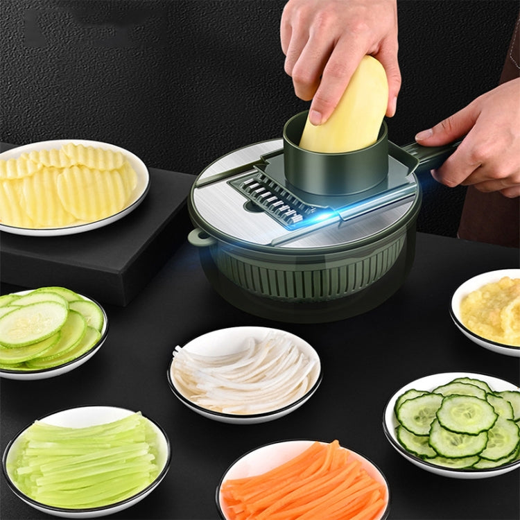 6 In 1 Hand-guard Vegetable Cutter with Water Filter and Storage Function(Green) by bashfashion