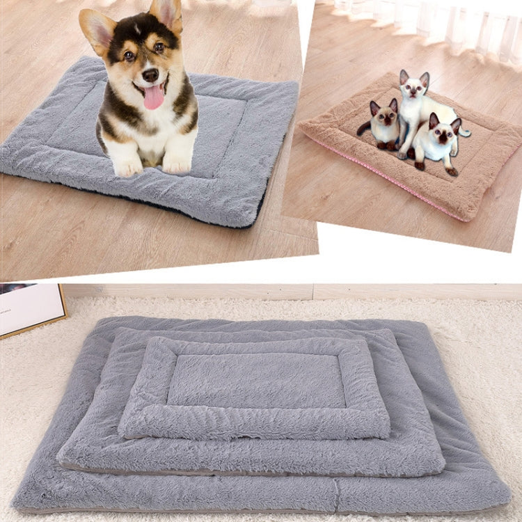 Double Sided Pet Mat Four Seasons Warm Dog Blanket,Size: M(Short Plush Gray) by bashfashion