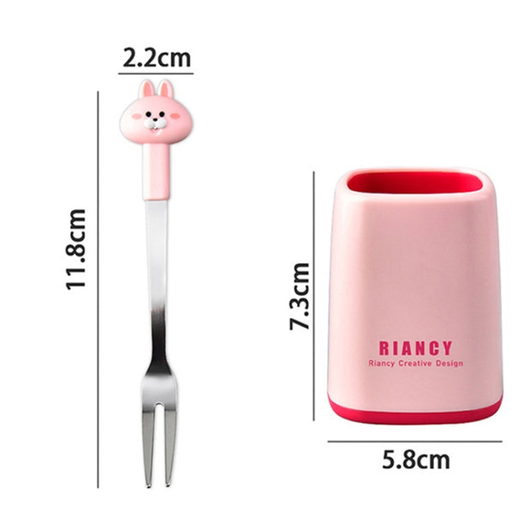 6 Forks + Base Set Stainless Steel Safe Portable Small Fork(White) by bashfashion