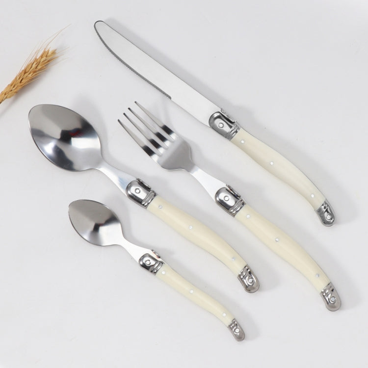 Stainless Steel Knife Fork Spoon Set Plastic Handle Western Tableware, Specification: 6 Spoons by bashfashion