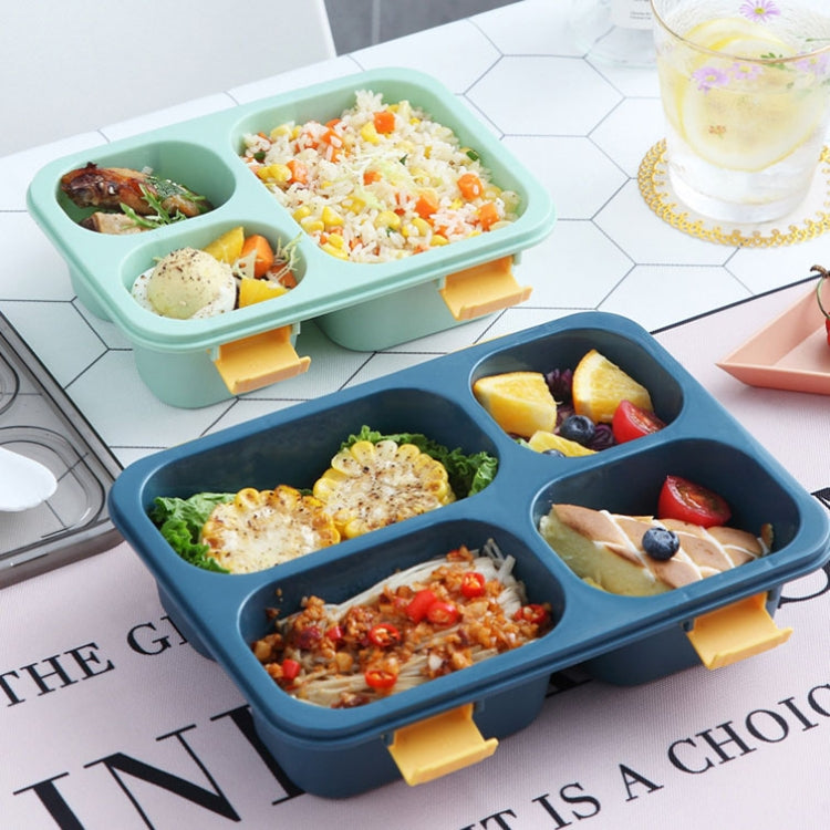 Sealed Compartment Microwave Plastic Lunch Box Portable Student Lunch Plate, Specification: 850ml (Blue) by bashfashion