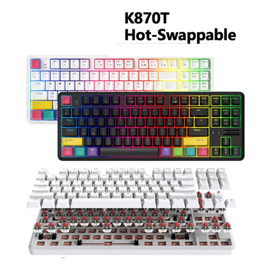 Ajazz K870T 87-Key Hot Swap Bluetooth/Wired Dual Mode RGB Backlight Office Game Mechanical Keyboard Tea Shaft (Black) by Ajazz
