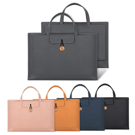 13.3/14 inch Elastic Button Laptop Waterproof PU Handbag(Khaki) by bashfashion