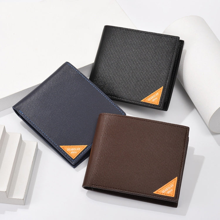 DEABOLAR Men Short Wallet Cross Pattern Tri-Fold Zipper Coin Purse Driver License Card Holder(Black) by DEABOLAR