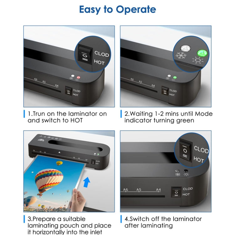 FN333 A4 Photo Laminating Machine With Hot And Cold Mode, Size: Set 4(UK Plug) by bashfashion