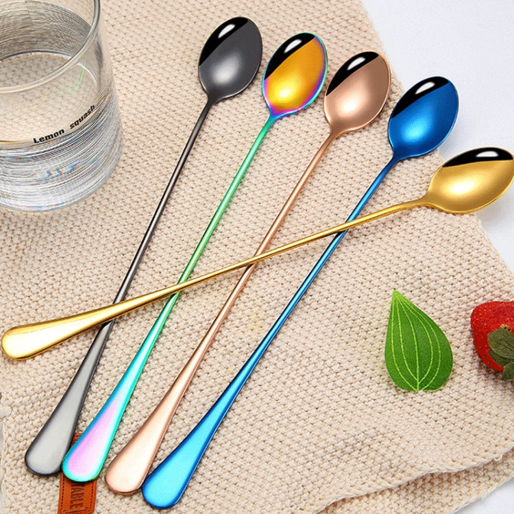 304 Stainless Steel Long Handle Thickened Pointed Spoon Coffee Ice Drink Mixing Spoon, Color: Titanium Gold by bashfashion