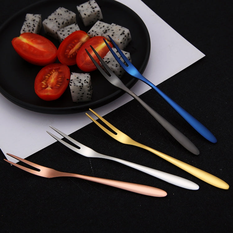 2pcs 304 Stainless Steel Fruit Cake Fork Plating Titanium Tableware, Color: Rose Gold by bashfashion