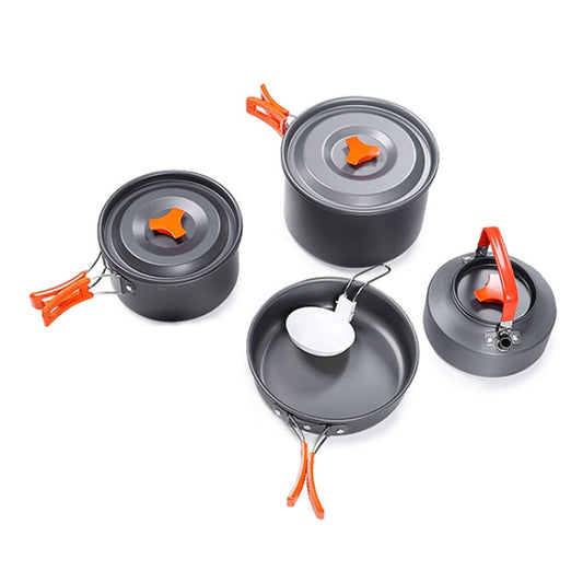 Hewolf HW-K1779 4-5 People Outdoor Aluminum Stove Portable Storage Camping Set(Gray) by Hewolf