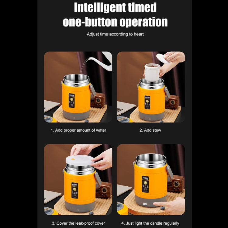 2.0L 304 Food Grade Insulated Lunch Box Electric Thermostat Lunch Bucket, CN Plug, Color: Temperature Display Beige Power Cord/Car Wire by bashfashion