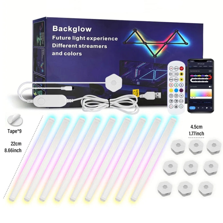 9pcs /Set LED WIFI Graffiti Bluetooth Smart Splicing Quantum Light DIY Atmosphere Lighting With Remote Control, US Plug(White) by bashfashion
