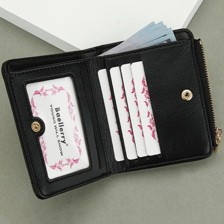 Baellerry N2401 PU Leather Short Wallet with Multiple Card Slots Cross Flower Zipper Coin Purse(Brown) by Baellerry