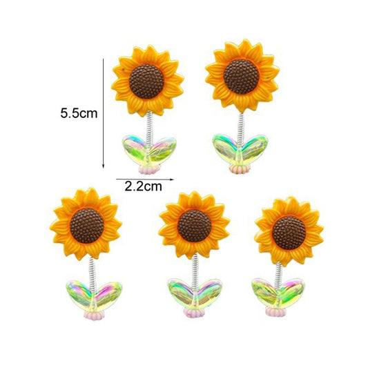 5pcs /Set Cute Sunflower Car Ornament Car Center Console Shaking Flowers Decoration, Style: A Model Transparent Leaves by bashfashion