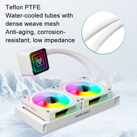 COOLMOON Glacier 240 Water Cooling Radiator Desktop ARGB Multi-Platform Integrated Lens CPU Water Cooling Fan, Color: White by COOLMOON
