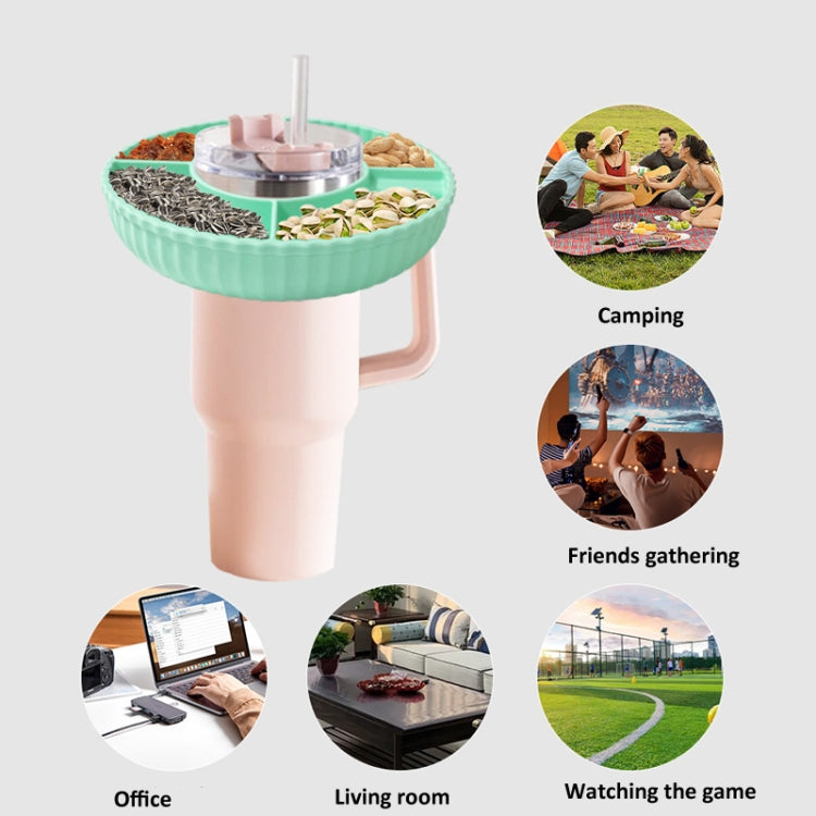 For Stanley Quencher 40oz Tumbler With Handle Snack Tray Silicone Reusable Snack Container(White) by bashfashion