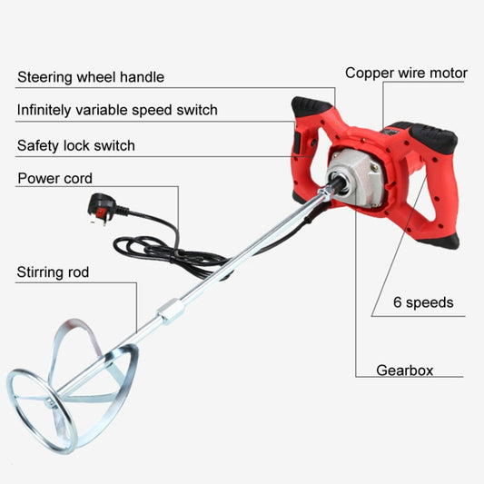 AOTUO 220V High Power Industrial Grade Electrical Mixer Handheld Concrete Paint Mixer(EU Plug Blue) by AOTUO