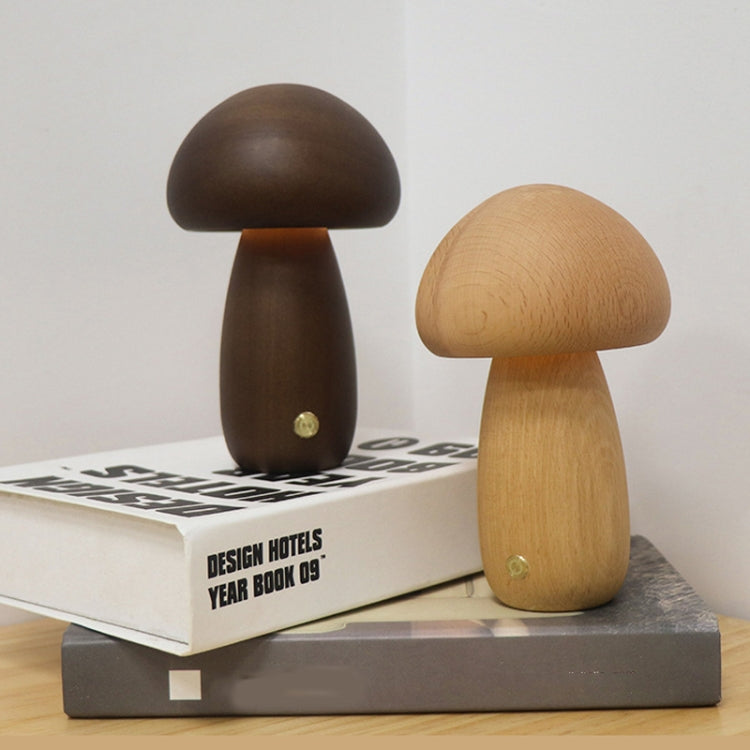 Mushroom Shape Night Light Touch Control Dimmable Bedside Atmosphere Lamp, Style: B Type Walnut by bashfashion
