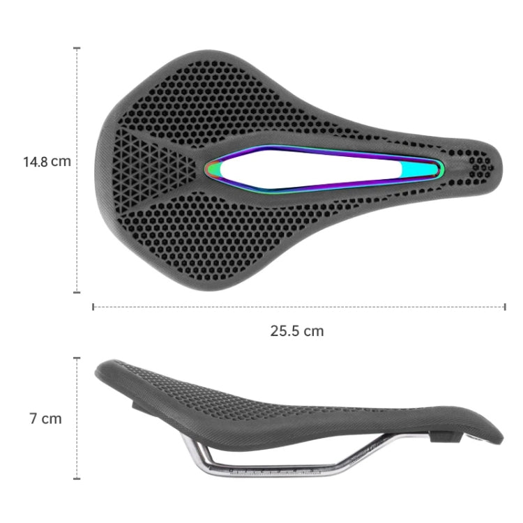PROMEND SD-577 Bicycle Honeycomb Bionic Structure Saddle Hollow Steel Bow Breathable Comfort Saddle, Size: M(Black Surface Colorful Shell Bottom) by PROMEND