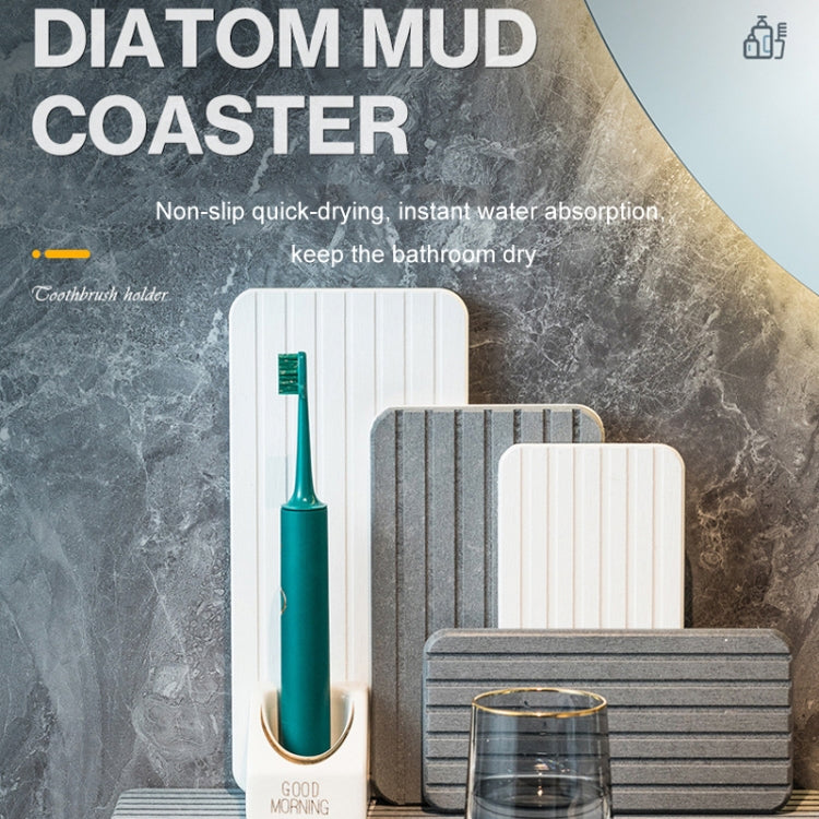 2pcs /Set Absorbent Diatomite Coaster Rectangular Recessed Quick-Drying Stone Sink Toiletries Placemat, Size: 22x11cm(White) by bashfashion