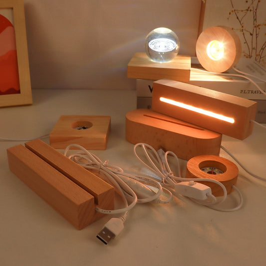 LED Light Solid Wood Luminous Base for Resin Art Acrylic Glass Lights Square 8x2cm(White Light) by bashfashion