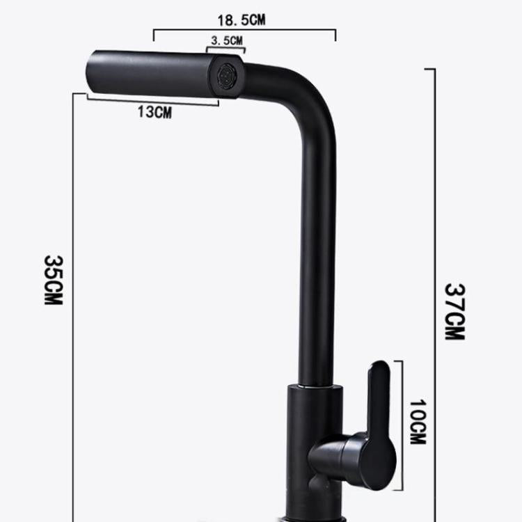 Non-pull-out Version 4 Modes Waterfall Kitchen Faucet Single Hole Hot/Cold Water Mixer Tap for Sink Black by bashfashion