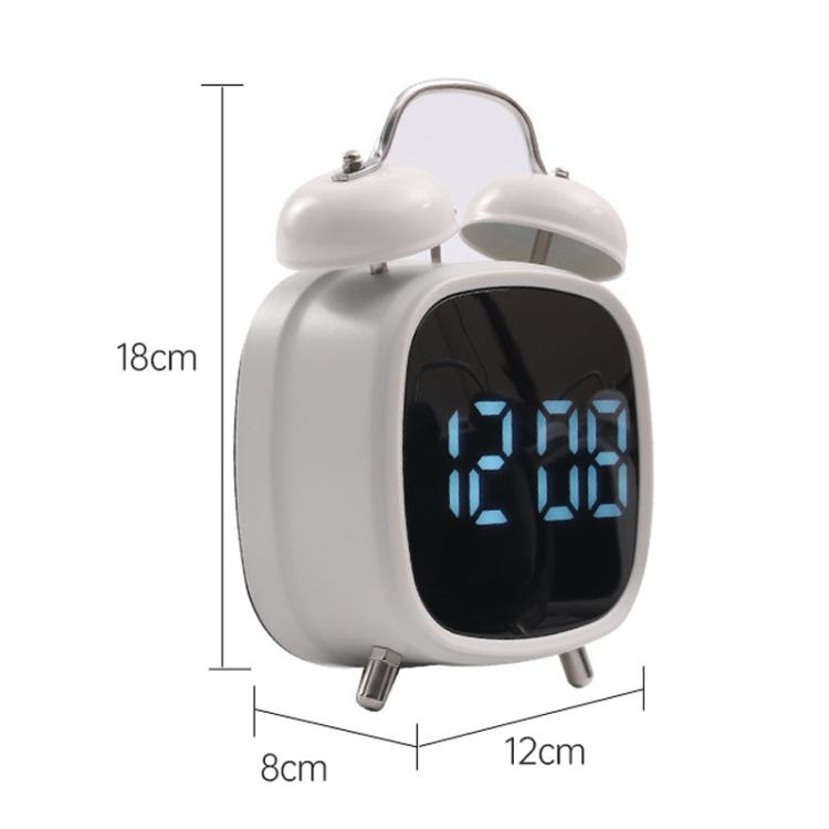 Loud Metal Powerful Ringing Clock LED Multifunction Clock, Color: Black Shell Blue Light by bashfashion
