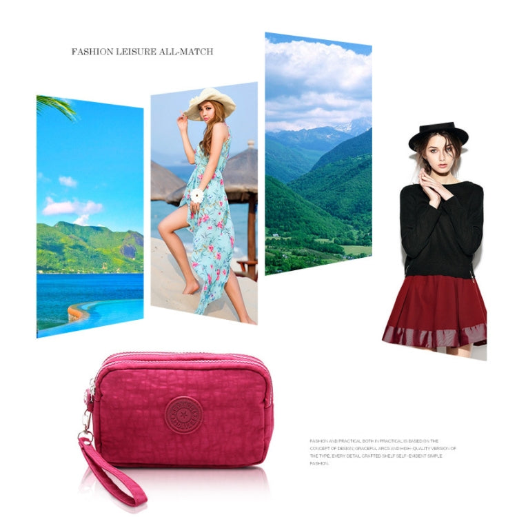 Three-Layer Zipper Short for Ladies Change Mobile Bag(Rose red) by bashfashion