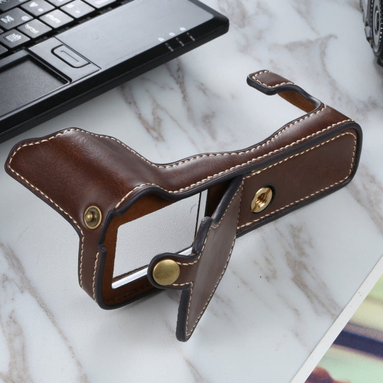 1/4 inch Thread PU Leather Camera Half Case Base for FUJIFILM X-T3/X-T2(Coffee) by bashfashion