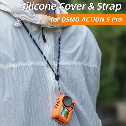 For DJI Osmo Action 5 Pro Sunnylife Silicone Protective Case Scratch-proof Camera Cover with Lanyard (Orange) by Sunnylife