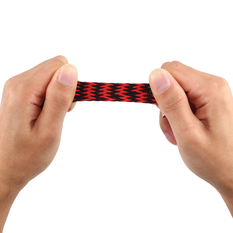 Mixed Color Nylon Braided Single Loop Watch Band For Apple Watch Series 9&8&7 41mm / SE 3&SE 2&6&SE&5&4 40mm / 3&2&1 38mm, Size:L(Red Black) by bashfashion