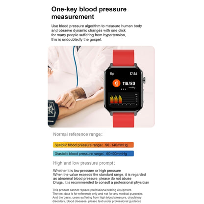 E86 1.7 inch TFT Color Screen IP68 Waterproof Smart Watch, Support Blood Oxygen Monitoring / Body Temperature Monitoring / AI Medical Diagnosis, Style: Leather Strap(Black) by bashfashion