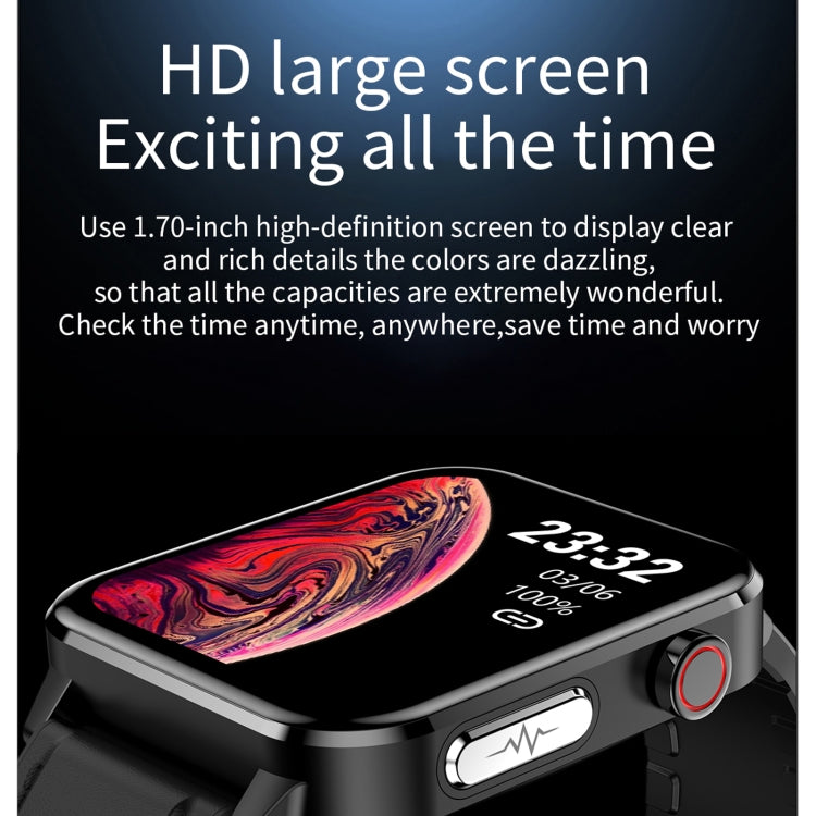 E86 1.7 inch TFT Color Screen IP68 Waterproof Smart Watch, Support Blood Oxygen Monitoring / Body Temperature Monitoring / AI Medical Diagnosis, Style: Leather Strap(Brown) by bashfashion