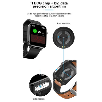 E86 1.7 inch TFT Color Screen IP68 Waterproof Smart Watch, Support Blood Oxygen Monitoring / Body Temperature Monitoring / AI Medical Diagnosis, Style: Leather Strap(Black) by bashfashion