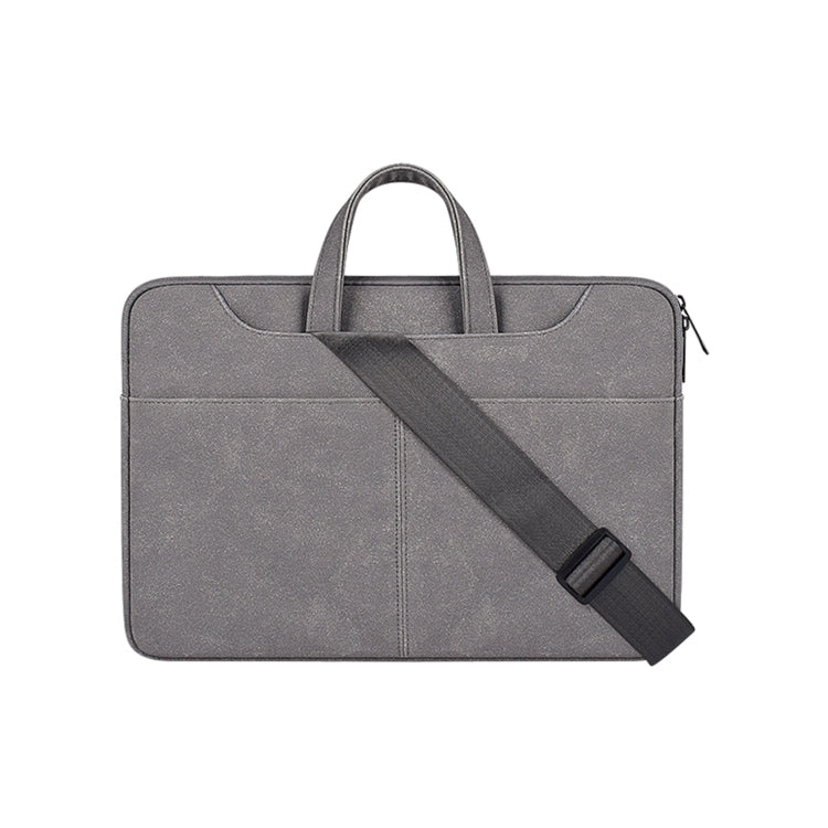 ST06SDJ Frosted PU Business Laptop Bag with Detachable Shoulder Strap, Size:14.1-15.4 inch(Dark Gray) by bashfashion
