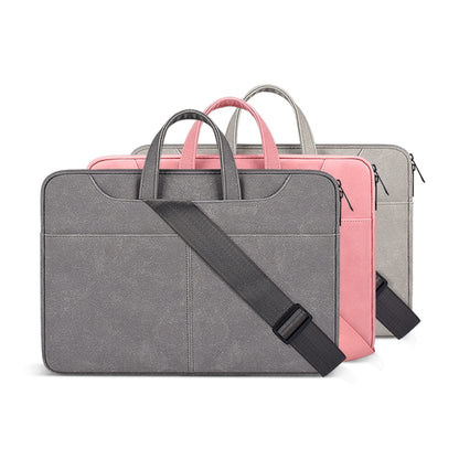 ST06SDJ Frosted PU Business Laptop Bag with Detachable Shoulder Strap, Size:14.1-15.4 inch(Dark Gray) by bashfashion