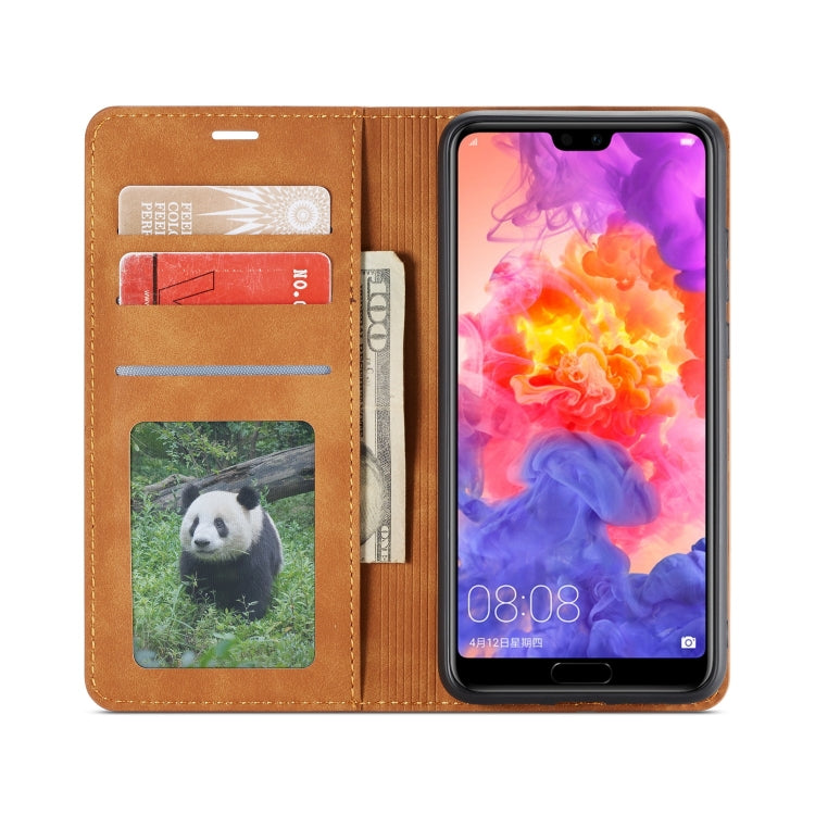 For Huawei P20 Forwenw Dream Series Oil Edge Strong Magnetism Horizontal Flip Leather Case with Holder & Card Slots & Wallet & Photo Frame(Brown) by Forwenw