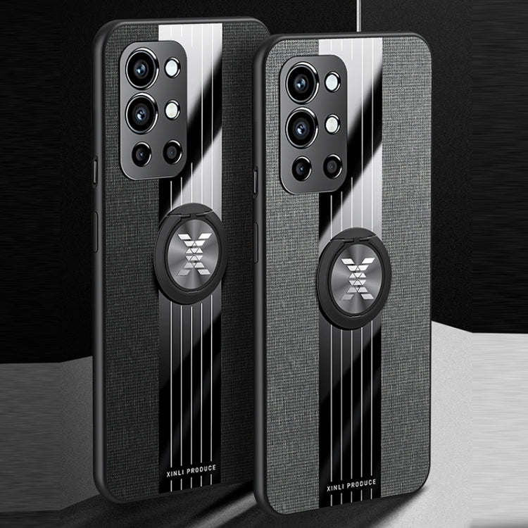 For OnePlus 9R XINLI Stitching Cloth Texture TPU Phone Case with Ring Holder(Black) by XINLI