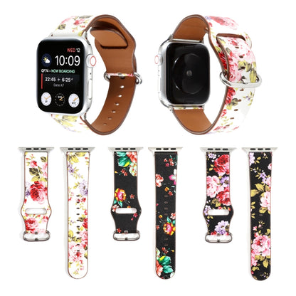 For Apple Watch Series 7 41mm / 6 & SE & 5 & 4 40mm / 3 & 2 & 1 38mm Floral Strap Watch Band(White Pink) by bashfashion
