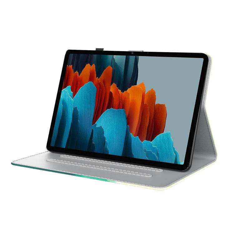 For Samsung Galaxy Tab S9 Watercolor Pattern Flip Leather Tablet Case(Cyan Green) by bashfashion