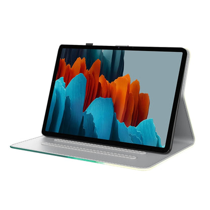 For Samsung Galaxy Tab S9 Watercolor Pattern Flip Leather Tablet Case(Cyan Green) by bashfashion