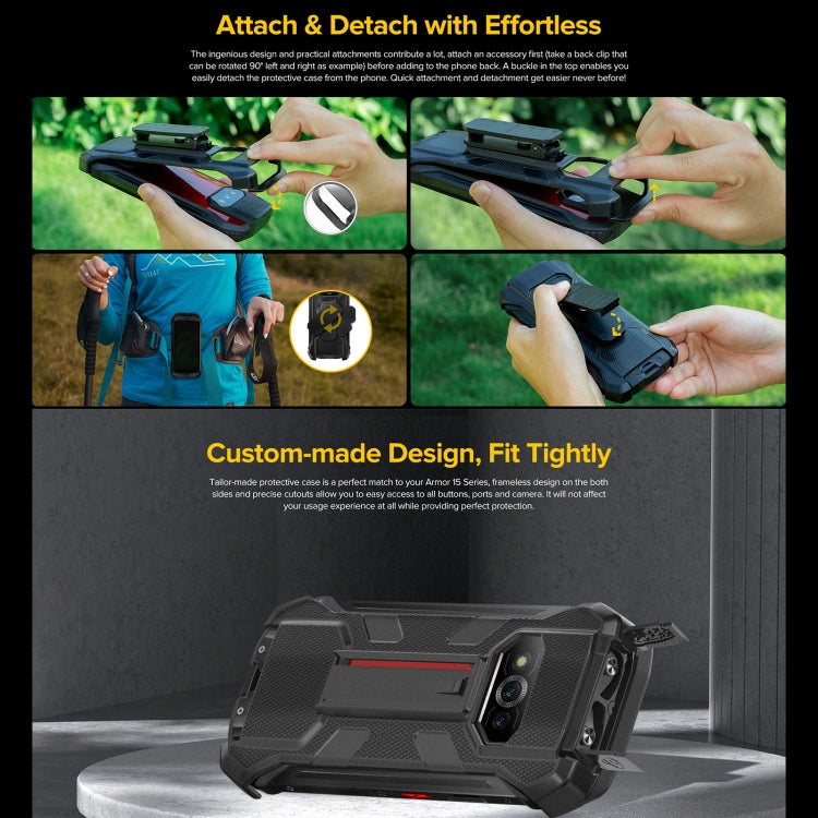 For Ulefone Power Armor 15 Ulefone Back Clip Phone Case with Carabiner (Black) by Ulefone