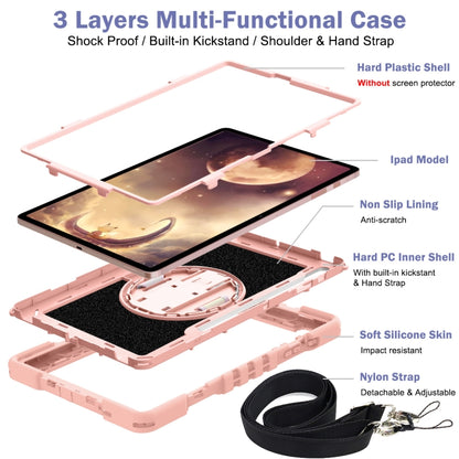 For Samsung Galaxy Tab A7 Lite 360 Degree Rotation Contrast Color Silicone + PC Tablet Case(Rose Gold) by bashfashion