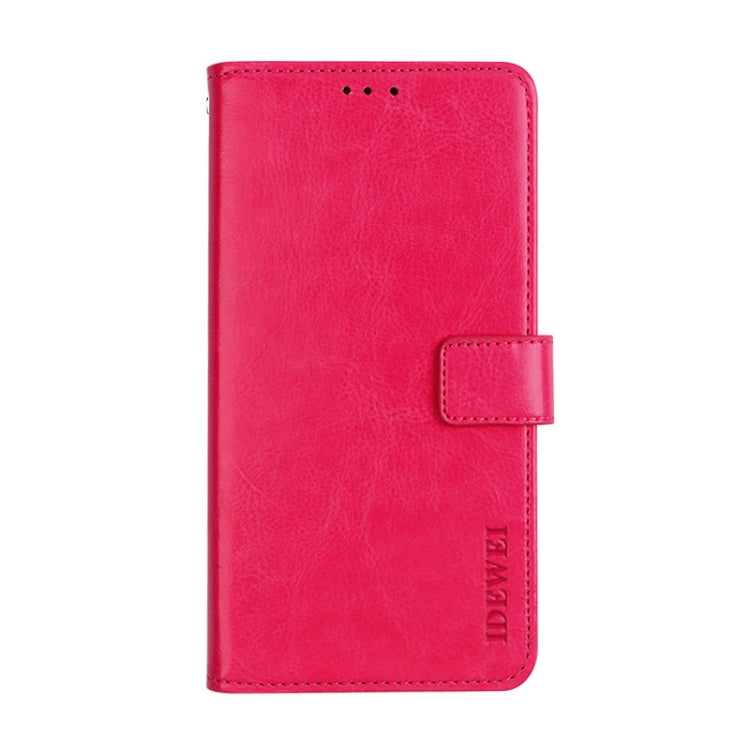 For Cubot P30 idewei Crazy Horse Texture Horizontal Flip Leather Case with Holder & Card Slots & Wallet(Rose Red) by idewei