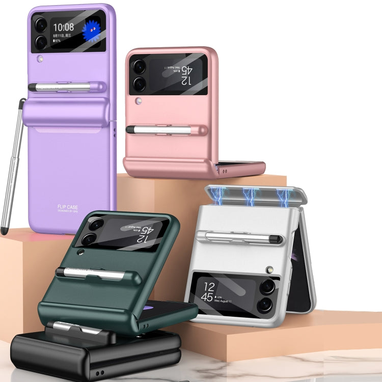 For Samsung Galaxy Z Flip4 GKK Magnetic Full Coverage Phone Flip Case with Pen(Pink) by GKK