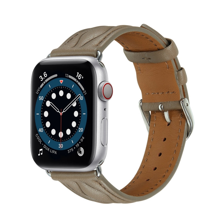 Hyperbolic Wave Leather Strap For Apple Watch Series 8&7 41mm / SE 2&6&SE&5&4 40mm / 3&2&1 38mm(Grey) by bashfashion