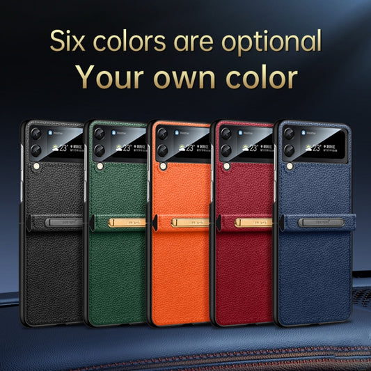 For Samsung Galaxy Z Flip3 5G SULADA Invisible Bracket Leather Back Cover Phone Case(Black) by SULADA