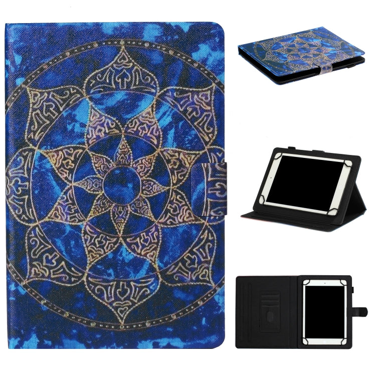For 7 inch Tablet PC Universal Coloured Drawing Pattern Horizontal Flip Leather Case with Holder & Card Slot(Blue Mandala) by bashfashion