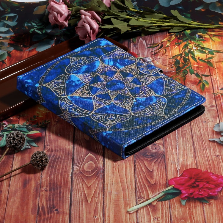 For 7 inch Tablet PC Universal Coloured Drawing Pattern Horizontal Flip Leather Case with Holder & Card Slot(Blue Mandala) by bashfashion