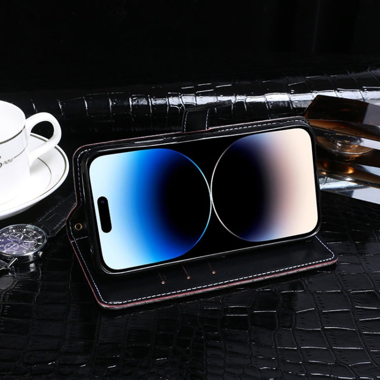 For Tecno Camon 19 idewei Crocodile Texture Leather Phone Case(Dark Blue) by idewei