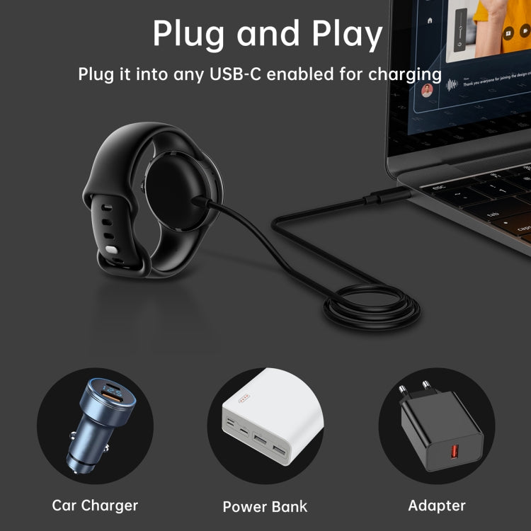 For Google Pixel Watch USB Port Smart Watch Magnetic Charging Cable, Length: 1m(Black) by bashfashion