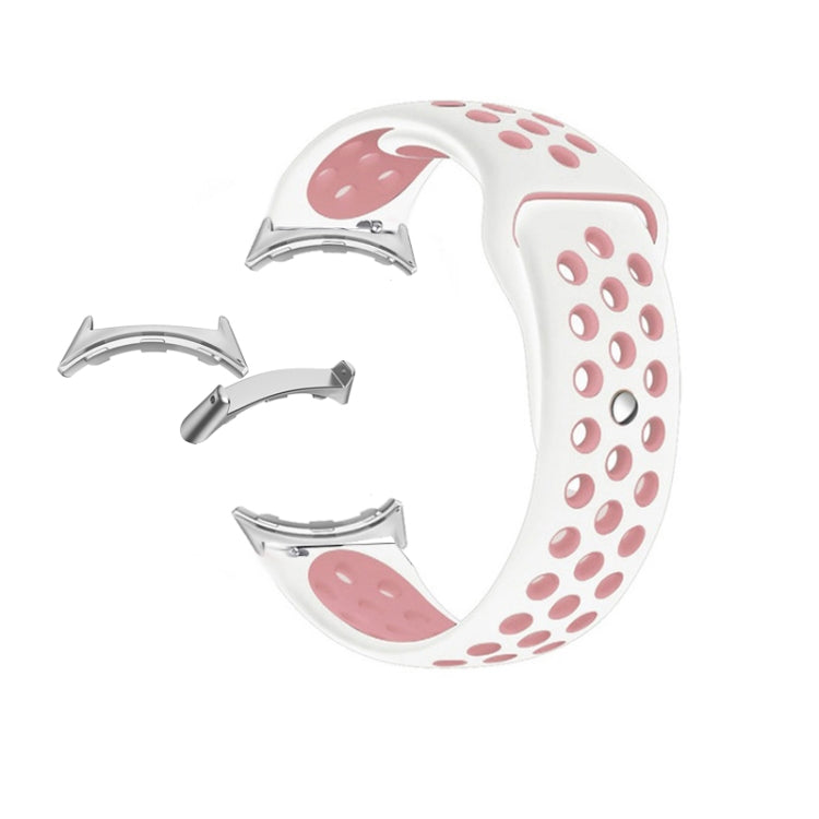 For Google Pixel Watch Two-color Reverse Buckle Silicone Watch Band(Blue White) by bashfashion